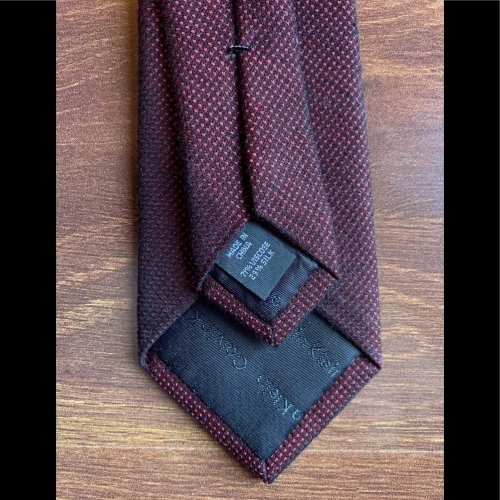 CALVIN KLEIN Burgundy Silk Viscose Necktie